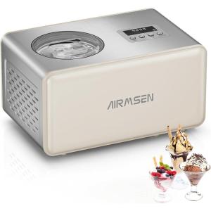 imageAIRMSEN 21Quart Ice Cream Maker Machine with Builtin Compressor No PreFreezing Required Fully Automatic Frozen Treats Maker with LED Display ampamp Timer 72Minute Cooling Function Stainless Steel