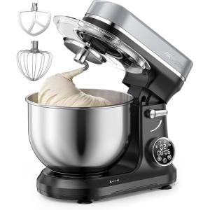 imageAIRMSEN Automatic Stand Mixer with LED Touchscreen ampamp Timer  11 Speed TiltHead Dough Mixer Fits 53QT Bowl ampamp 3IN1 Attachments  Kitchen Electric Mixer for Bread Cake Baking  Black and GrayBlack and Gray