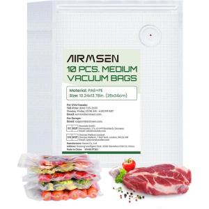 imageAIRMSEN Reusable Vacuum Sealer Bags 10 PCS  Fits AIRMSEN Chef FoodSaver and Most Handheld Sealers  BPA Free Food Saver Bags for Meal Prep Sous Vide Marinator  5L 138quotx 118quotMedium10 PCS