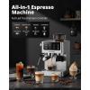 imageAIRMSEN Espresso Machines with Burr Grinder 20 Bar Milk Frother Steam Wand Stainless Steel Coffee Maker for Home  Cappuccino Latte ampamp Cold Brew Iced Coffee Maker ampamp Americano