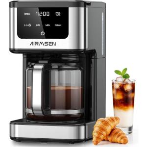 imageAIRMSEN 14Cup Programmable Drip Coffee Maker  1000W Fast Brewing Coffee Machine with Timer Delay Start ampamp 2H KeepWarm 73oz Tank Touchscreen ampamp Glass Carafe  Perfect for Home ampamp Office Use
