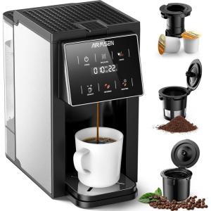 imageAIRMSEN Grind ampamp Brew Coffee Maker with Grinder  Single Serve Machine Compatible with KCup Pods ampamp Ground 1000W Fast 614oz Brewer Descaling Alert Touchscreen ampamp 50oz Removable Tank LargeLarge
