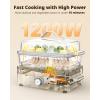 imageAIRMSEN Glass Food Steamer for Cooking  85QT Vegetable Steamer with 2Tier Stainless Steel Trays 1200W Super Fast Heating for Veggies Seafood ampamp Rice BPAFree
