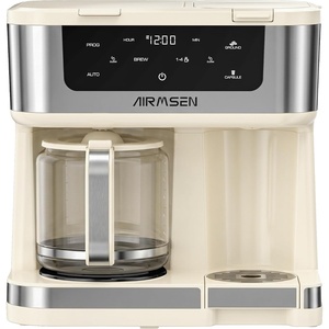 image:imageAIRMSEN 12Cup Programmable Dual Coffee Maker  Single Serve Machine for KCup Pods amp Ground 1000W Fast Brew Delay Start 2H Keep Warm Touchscreen 60oz Tank Glass Carafe  Home amp Office