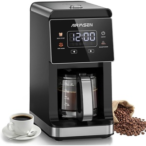 image:imageAIRMSEN Grind amp Brew Coffee Maker with Builtin Grinder Programmable Single Serve Coffee Maker  5 Cup800ML 3 Grind Settings Auto Keep Warm amp Glass Carafe for Small Home and Office Pure Black