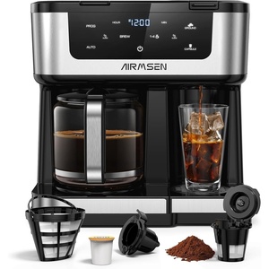 image:imageAIRMSEN 12Cup Programmable Duo Coffee Maker  Single Serve Machine for KCup Pods amp Ground 1000W Fast Brew Delay Start 2H Keep Warm Touchscreen 60oz Tank Glass Carafe  Home amp OfficeBlack