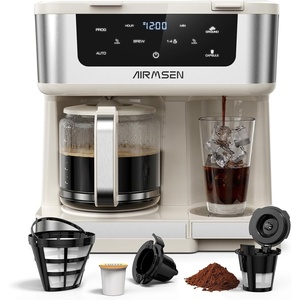image:imageAIRMSEN 12Cup Programmable Duo Coffee Maker  Single Serve Machine for KCup Pods amp Ground 1000W Fast Brew Delay Start 2H Keep Warm Touchscreen 60oz Tank Glass Carafe  Home amp OfficeBeige