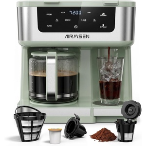 image:imageAIRMSEN 12Cup Programmable Duo Coffee Maker  Single Serve Machine for KCup Pods amp Ground 1000W Fast Brew Delay Start 2H Keep Warm Touchscreen 60oz Tank Glass Carafe  Home amp OfficeGreen